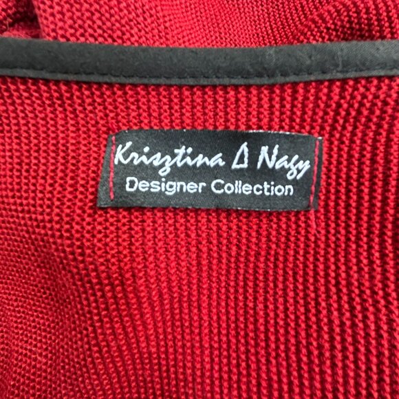 Krisztina Nagy Designer Collection Womens Red Knit Cardigan Front Detail Size 2X - Picture 3 of 9